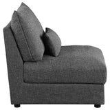 Sasha Barely Black Upholstered Armless Chair with removable cushions