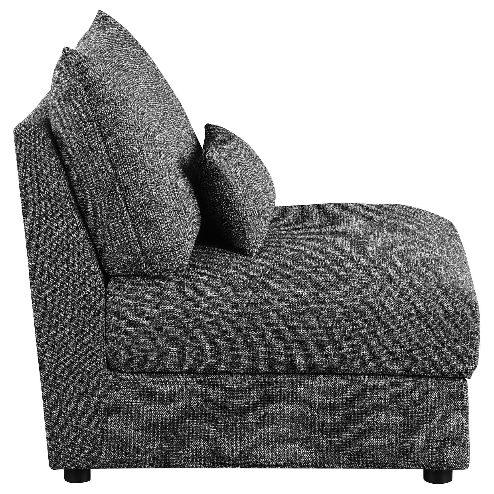 Sasha Barely Black Upholstered Armless Chair with removable cushions