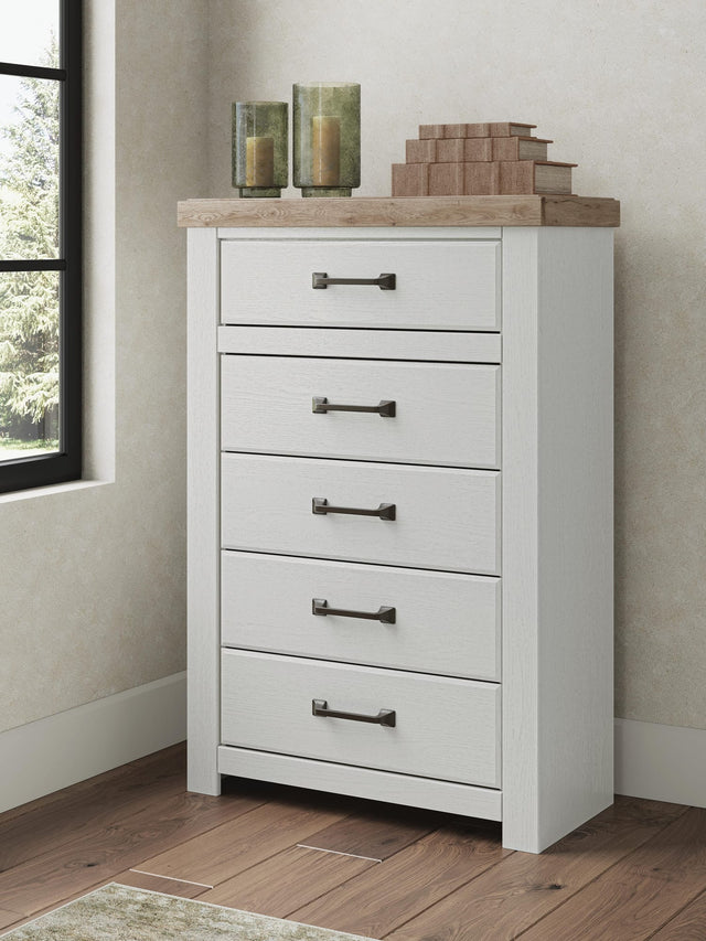 Savonport White/Brown Chest of Drawers from Decor Furniture