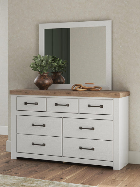 Savonport White/Brown Dresser and Mirror from Decor Furniture