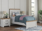 Savonport White/Brown Twin Panel Bed from Decor Furniture