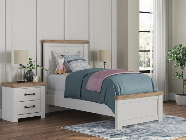 Savonport White/Brown Twin Panel Bed from Decor Furniture