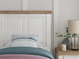 Savonport White/Brown Twin Panel Bed detail view
