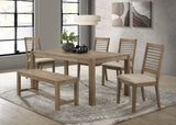 Scottsdale Wood Trestle Base Dining Bench top view washed brown