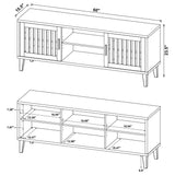 Sedona 2-door 60-inch engineered wood TV stand in dark pine, angled view