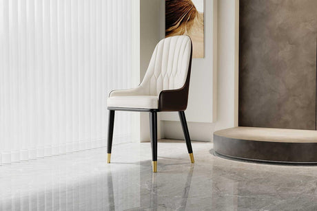 Serapion beige dining chair front angle