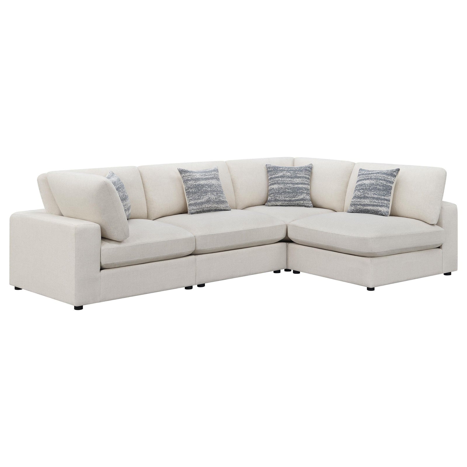 main view of Serene 4-Piece Upholstered Modular Sectional Sofa Beige sectional sofa