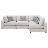 Close-up detail of linen upholstery on Serene sectional sofa