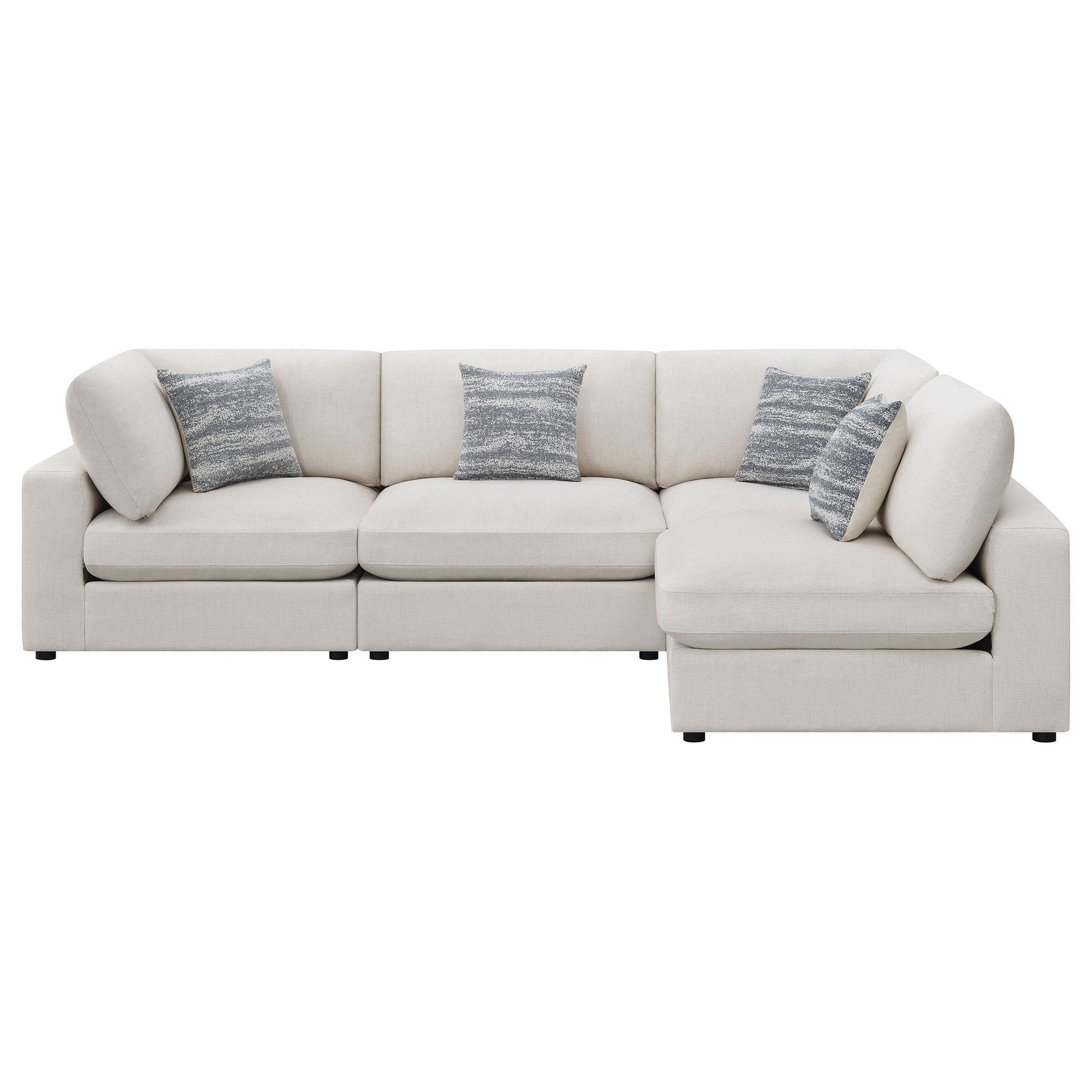 Close-up detail of linen upholstery on Serene sectional sofa