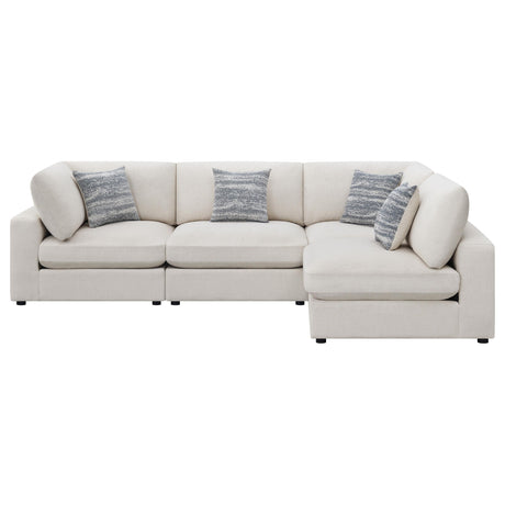 Close-up detail of linen upholstery on Serene sectional sofa