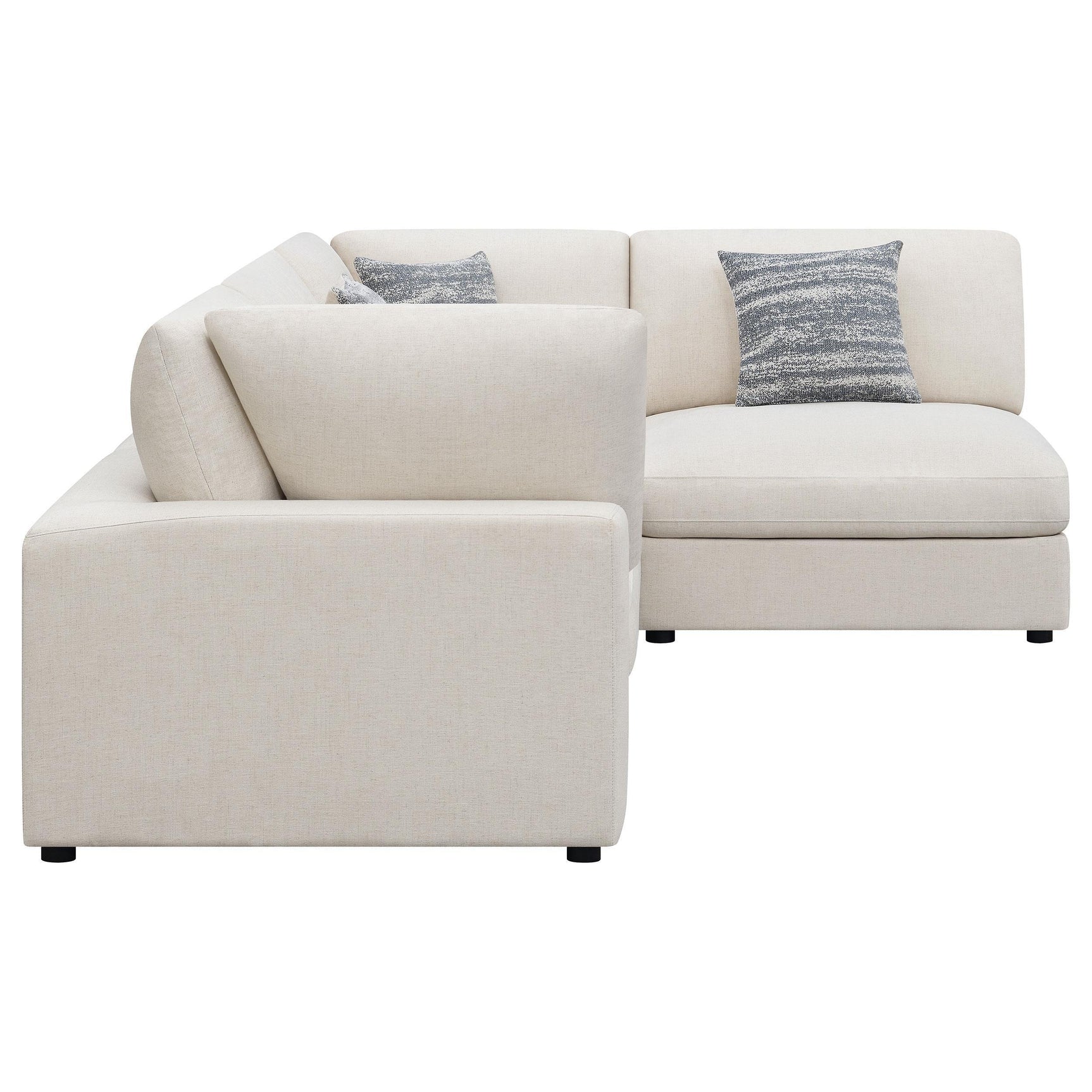 Front view of Serene 4-Piece Modular Upholstered Sectional Sofa beige