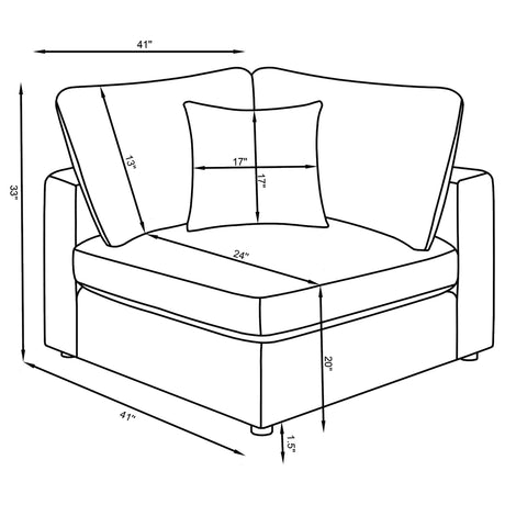 Serene 4-Piece Charcoal Upholstered Modular Sectional Sofa side view