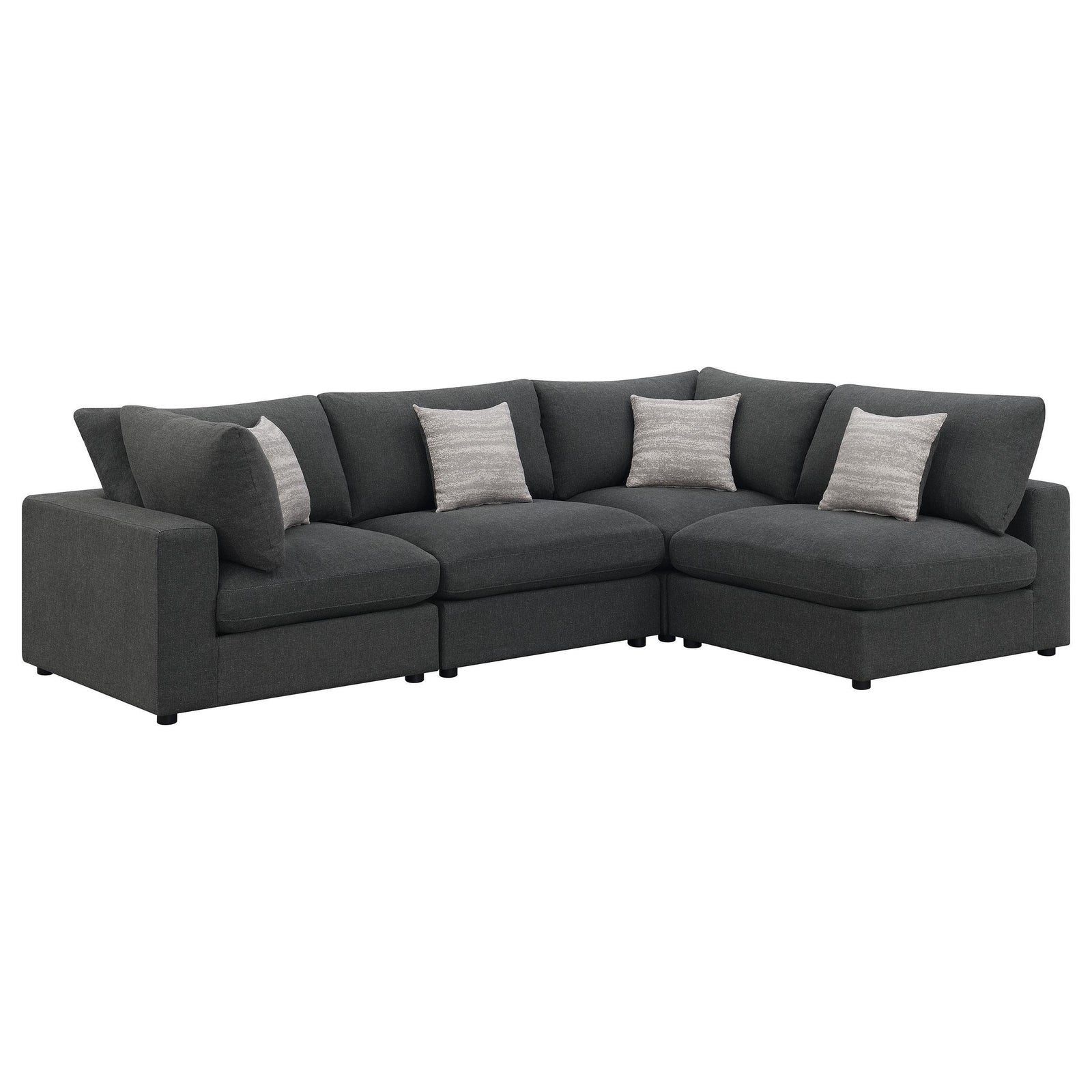 main view of Serene 4-Piece Upholstered Modular Sectional Sofa Charcoal sectional sofa