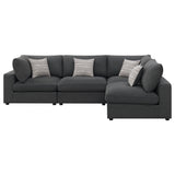 Serene 4-Piece Charcoal Upholstered Modular Sectional Sofa detail view