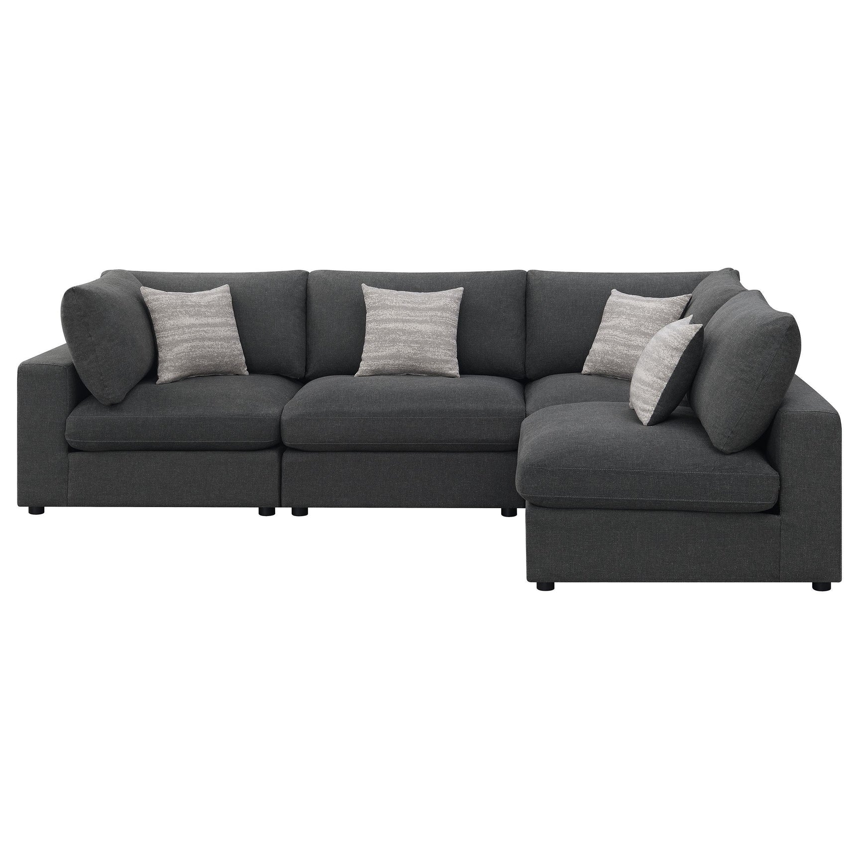 Serene 4-Piece Charcoal Upholstered Modular Sectional Sofa detail view