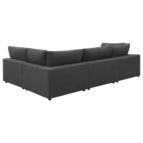 Serene 4-Piece Charcoal Upholstered Modular Sectional Sofa room view