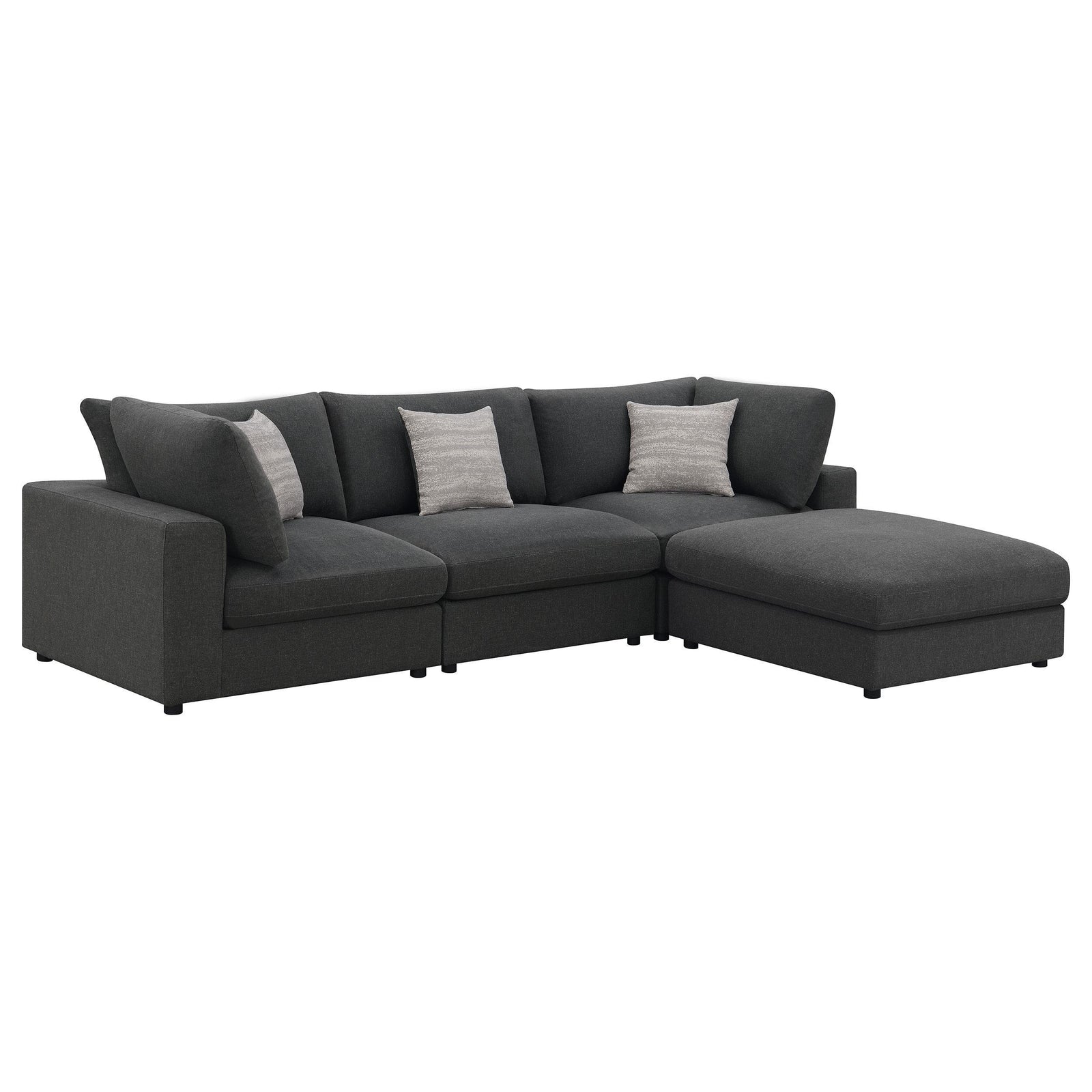 main view of Serene 4-Piece Upholstered Modular Sectional Sofa Charcoal sectional sofa