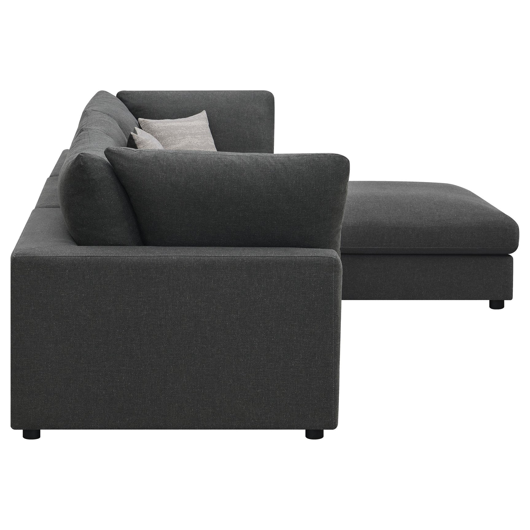 Serene 4-Piece Upholstered Modular Sectional Sofa charcoal front angle