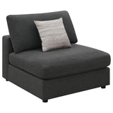 Side angle of Serene 4-Piece Upholstered Modular Sectional Sofa charcoal
