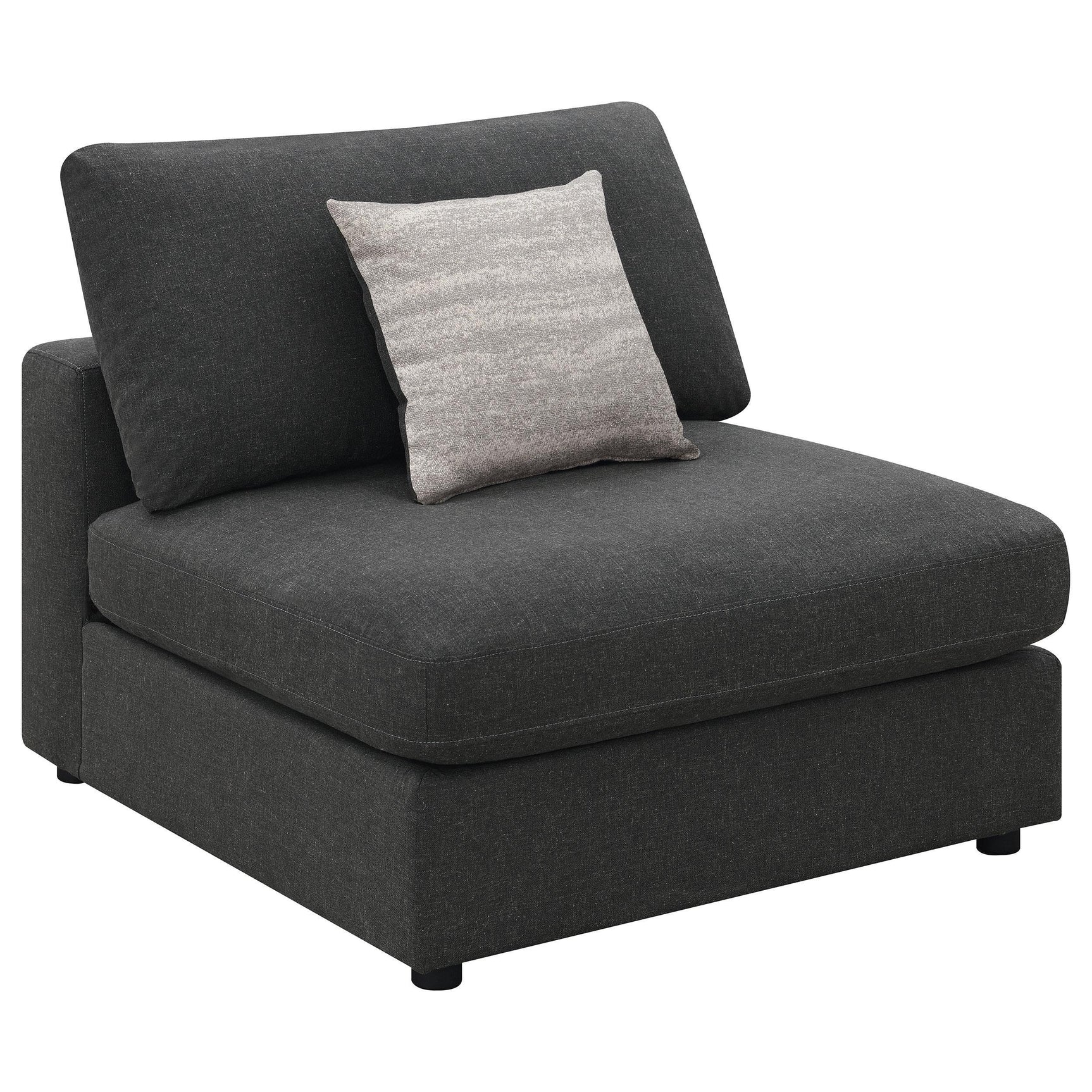 Side angle of Serene 4-Piece Upholstered Modular Sectional Sofa charcoal
