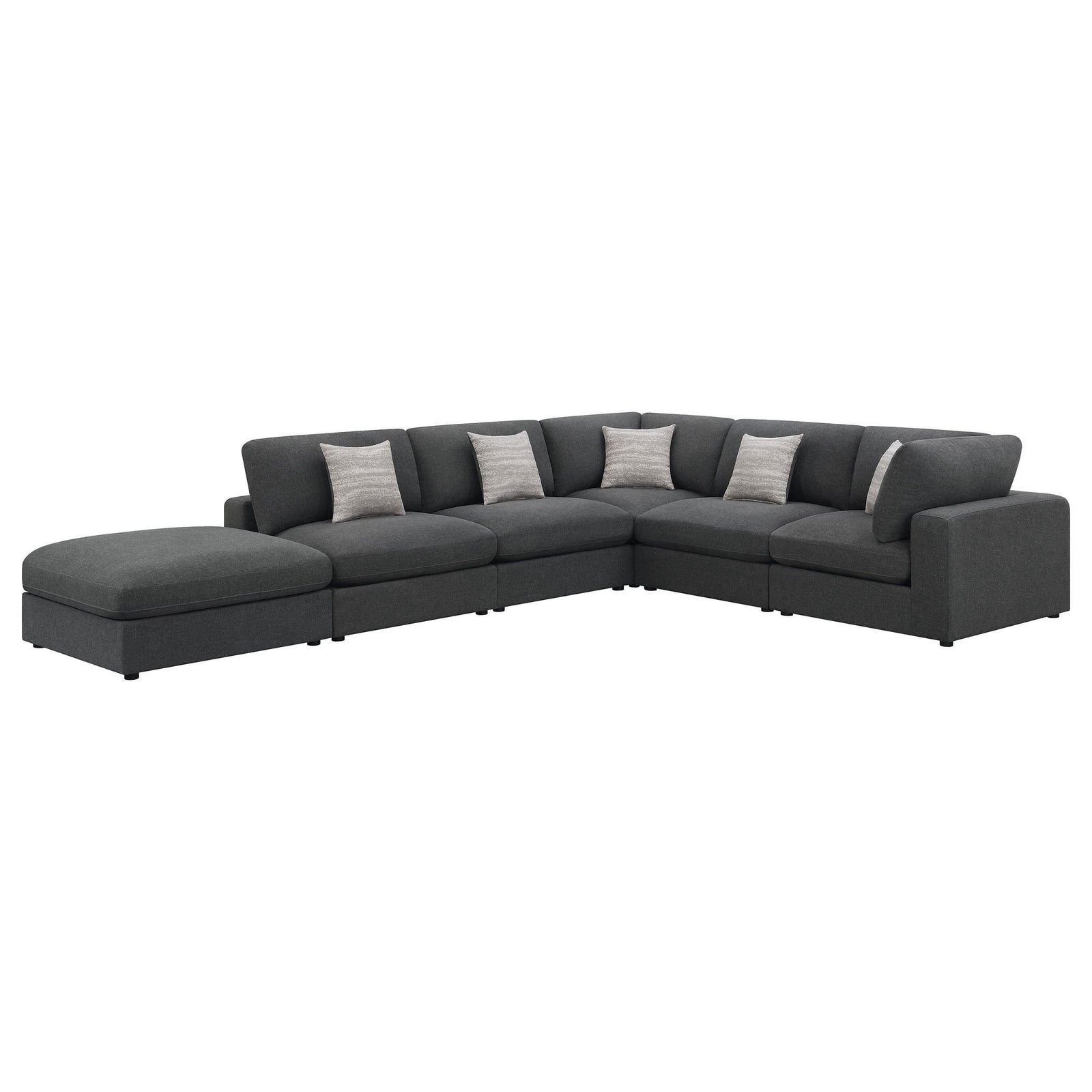 main view of Serene 6-Piece Upholstered Modular Sectional Sofa Charcoal sectional sofa