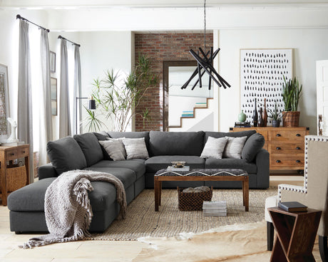 Serene 6-Piece Upholstered Modular Sectional Sofa charcoal side view