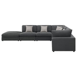 Serene 6-Piece Upholstered Modular Sectional Sofa charcoal close-up detail