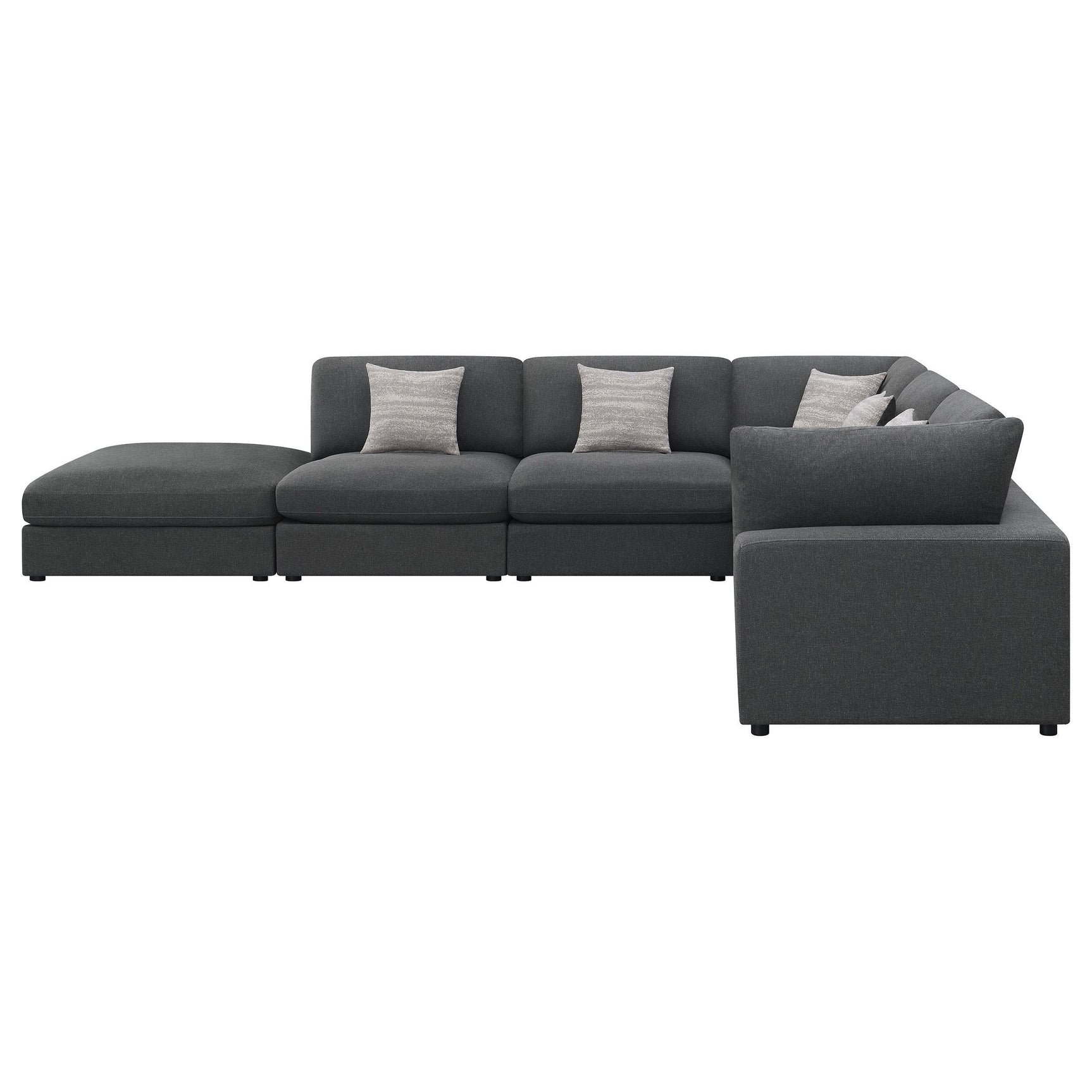 Serene 6-Piece Upholstered Modular Sectional Sofa charcoal close-up detail
