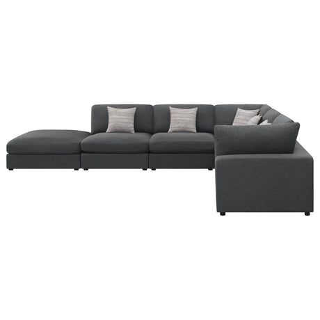 Serene 6-Piece Upholstered Modular Sectional Sofa charcoal close-up detail