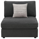 Serene Upholstered Armless Chair charcoal linen side angle