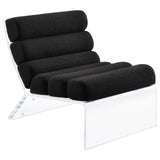 Serreta Boucle Armless Accent Chair front angle with black bouclé upholstery