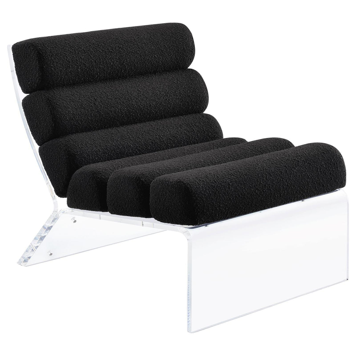 Serreta Boucle Armless Accent Chair front angle with black bouclé upholstery