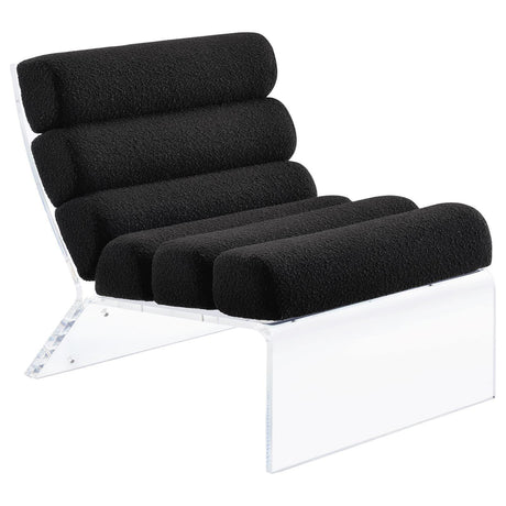 Serreta Boucle Armless Accent Chair front angle with black bouclé upholstery