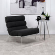 Side view of Serreta Boucle Armless Accent Chair showing clear acrylic frame
