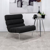 Side view of Serreta Boucle Armless Accent Chair showing clear acrylic frame