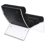 Clear acrylic frame emphasizing floating effect of the chair