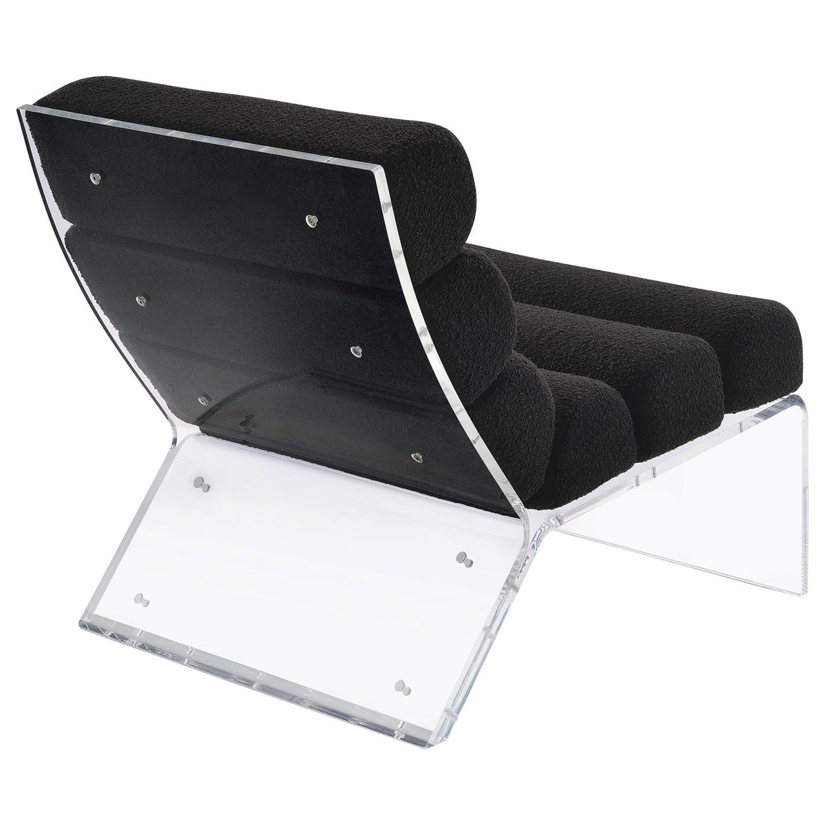 Clear acrylic frame emphasizing floating effect of the chair