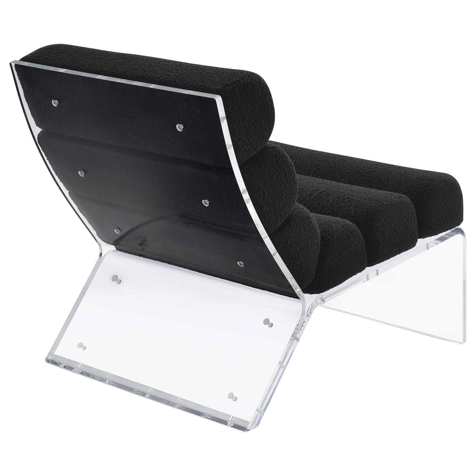 Clear acrylic frame emphasizing floating effect of the chair