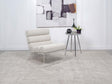 Side view of Serreta Boucle Upholstered Armless Accent Chair with clear acrylic frame in ivory