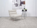 Side view of Serreta Boucle Upholstered Armless Accent Chair with clear acrylic frame in ivory
