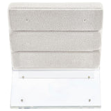 Back view of Serreta Boucle Upholstered Armless Accent Chair with clear acrylic frame