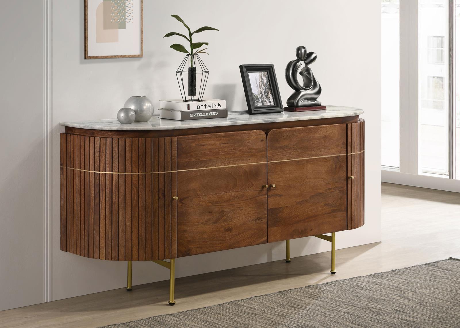 Front of Ortega mango wood server with 4 doors