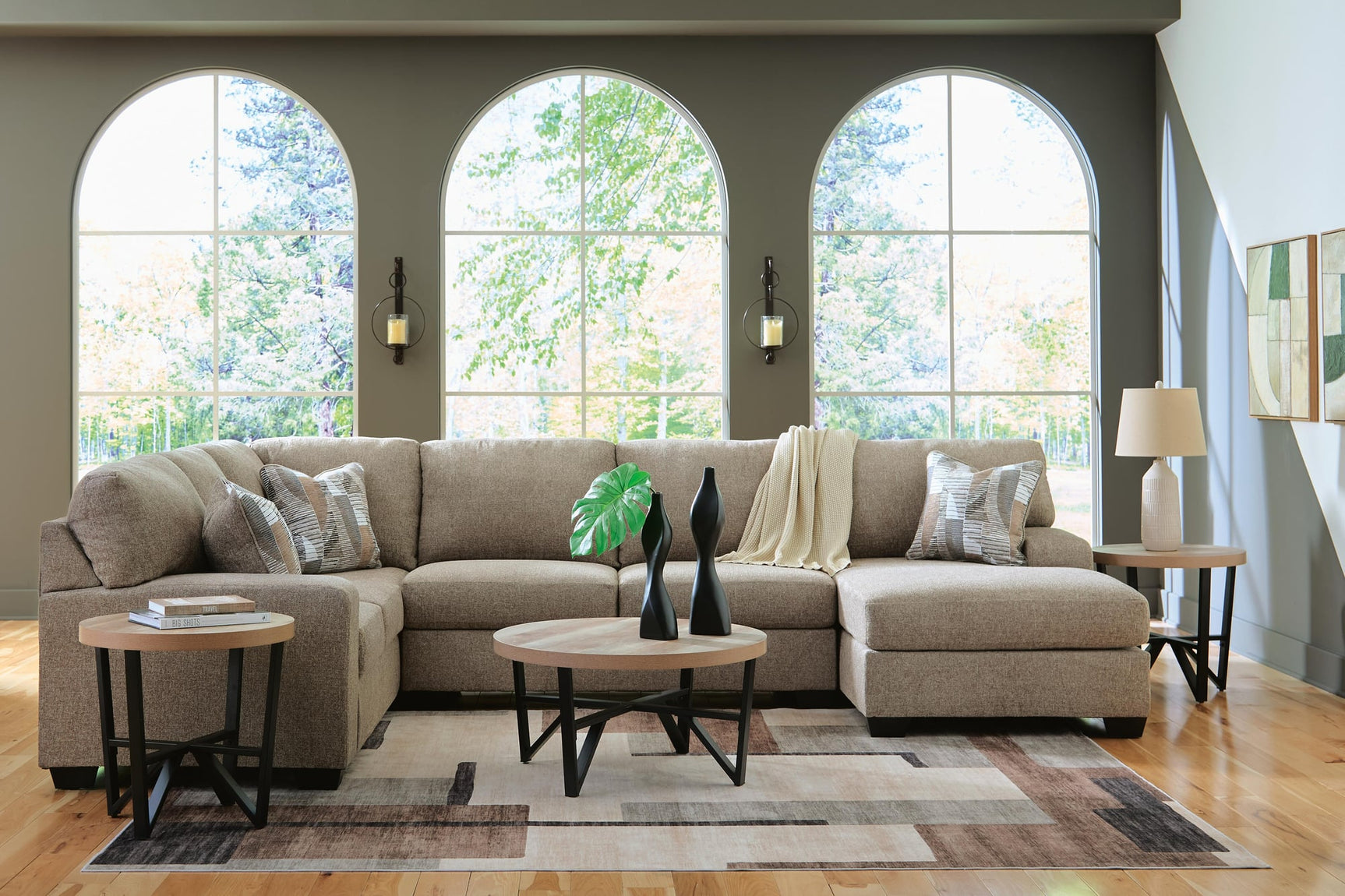 Newellen Hemp Chenille 3-Piece Sectional with Chaise - image 3
