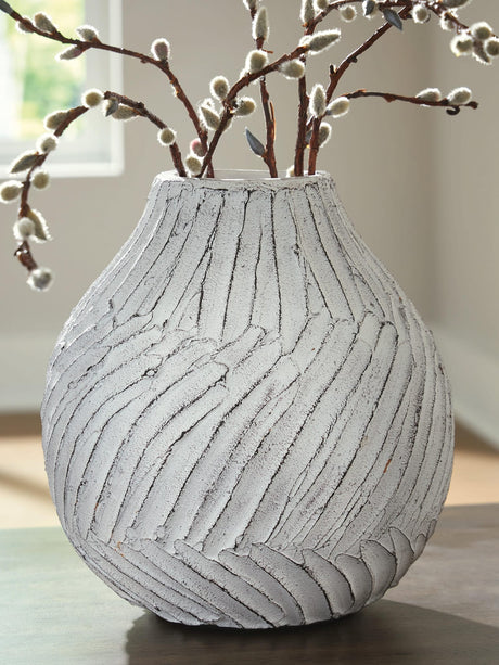 Shelvie Distressed White Vase from Decor Furniture