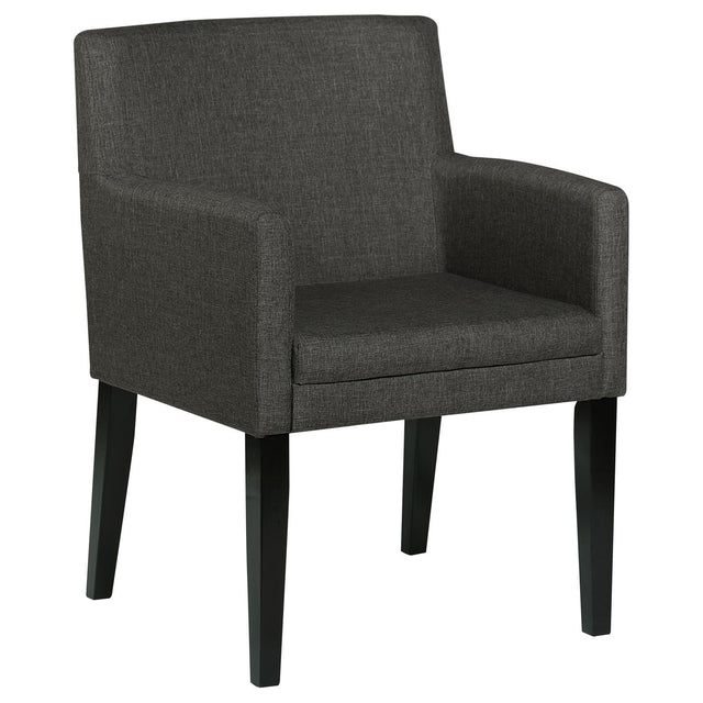 Catherine Grey Upholstered Dining Arm Chair side view