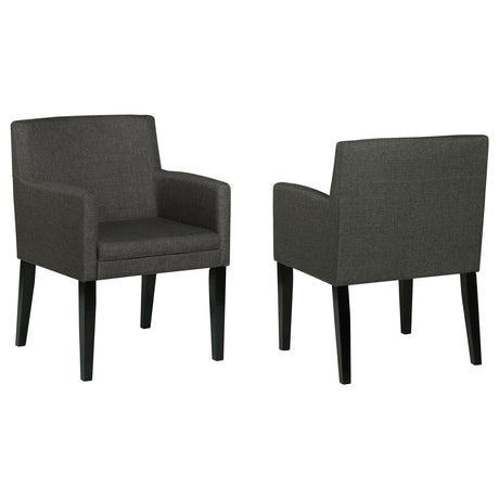 Catherine Grey Upholstered Dining Arm Chair profile