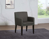 Catherine Grey Upholstered Dining Arm Chair angled view