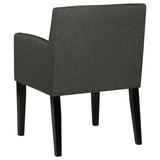 Catherine Grey Upholstered Dining Arm Chair wooden legs detail
