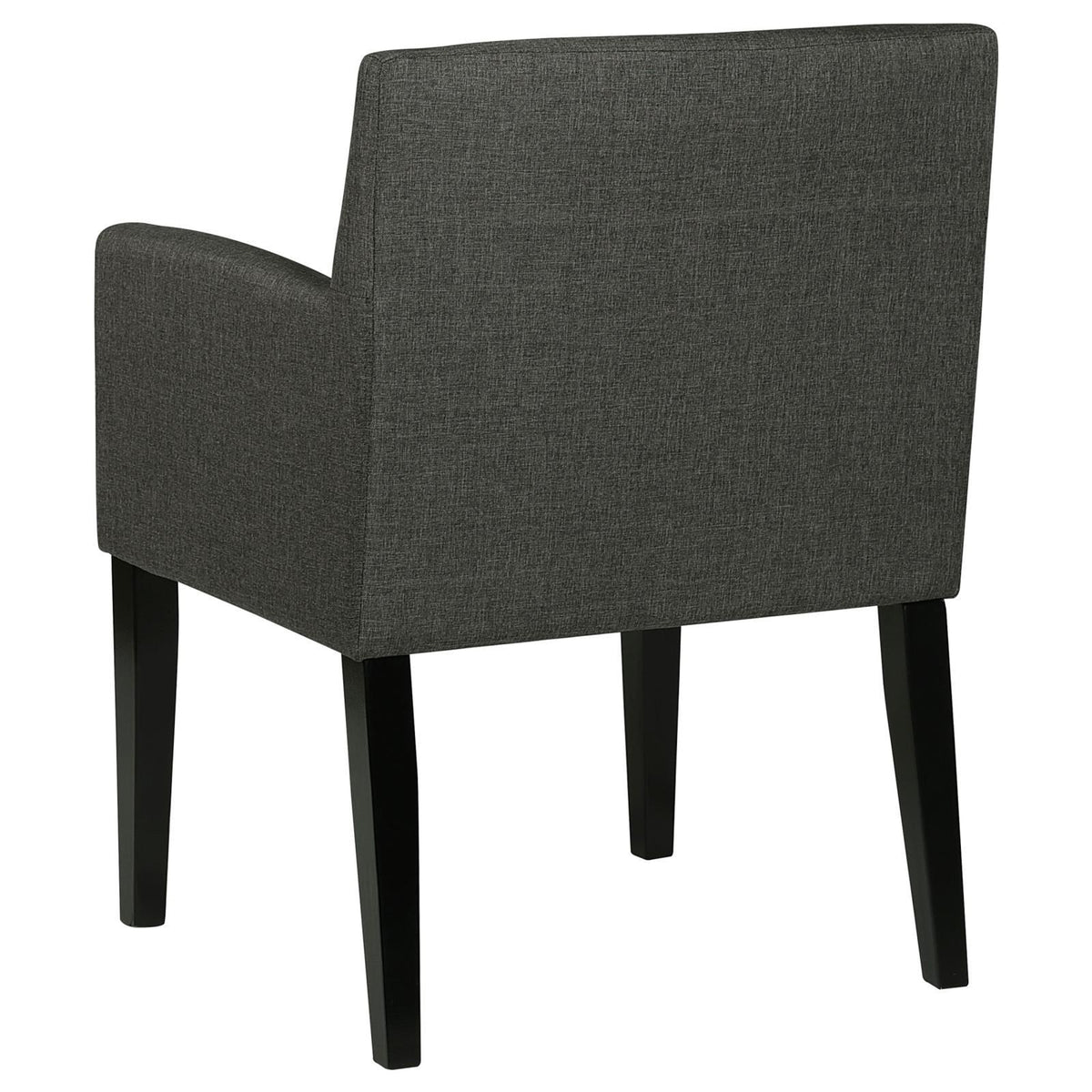 Catherine Grey Upholstered Dining Arm Chair wooden legs detail