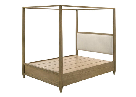 Sienna Brown Queen Canopy Platform Bed side view